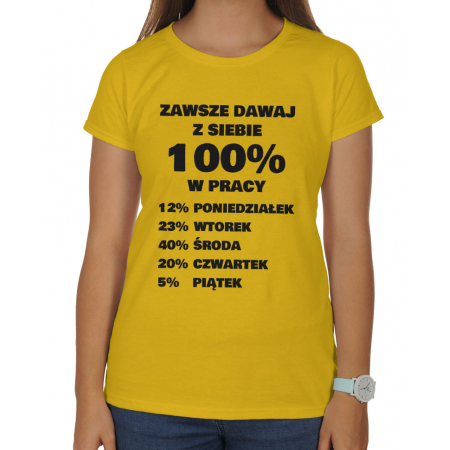 Koszulka damska Zawsze dawaj z siebie 100% w pracy